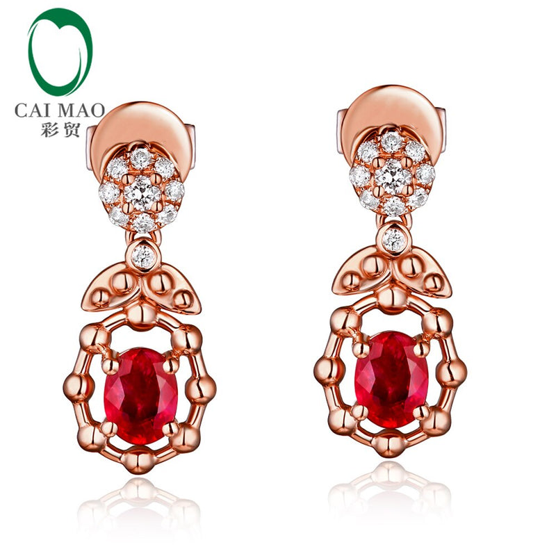 14k Rose Gold 0.50ct Ruby & Diamond Drop Earrings for Her