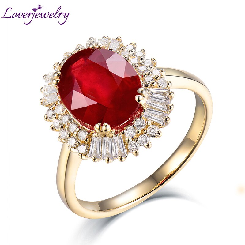 14K Yellow Gold 3.83ct Ruby Diamond Ring for Her