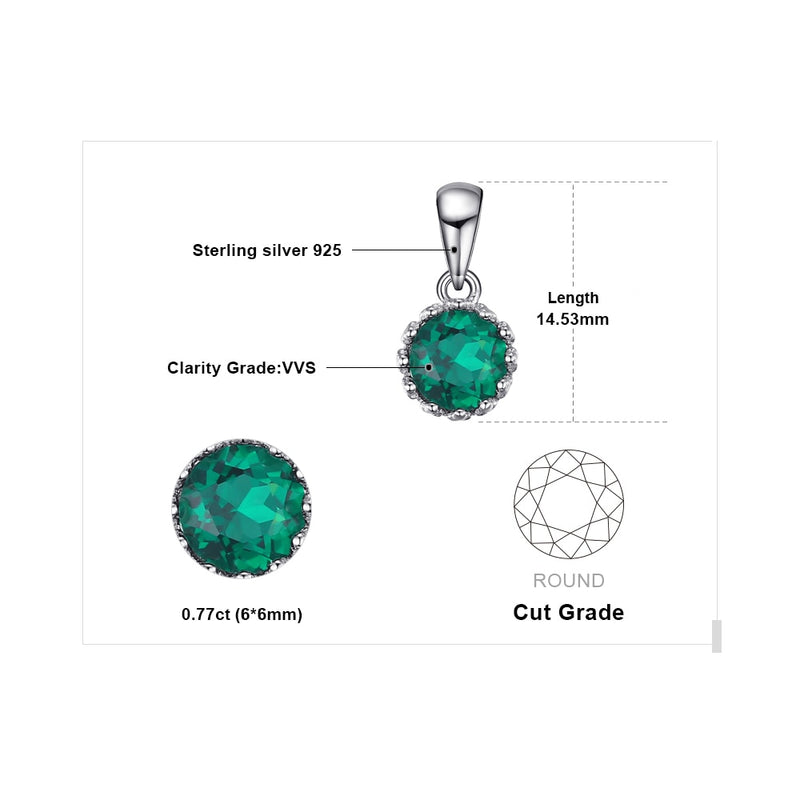 925 Sterling Silver Nano Emerald Pendant Necklace for Women