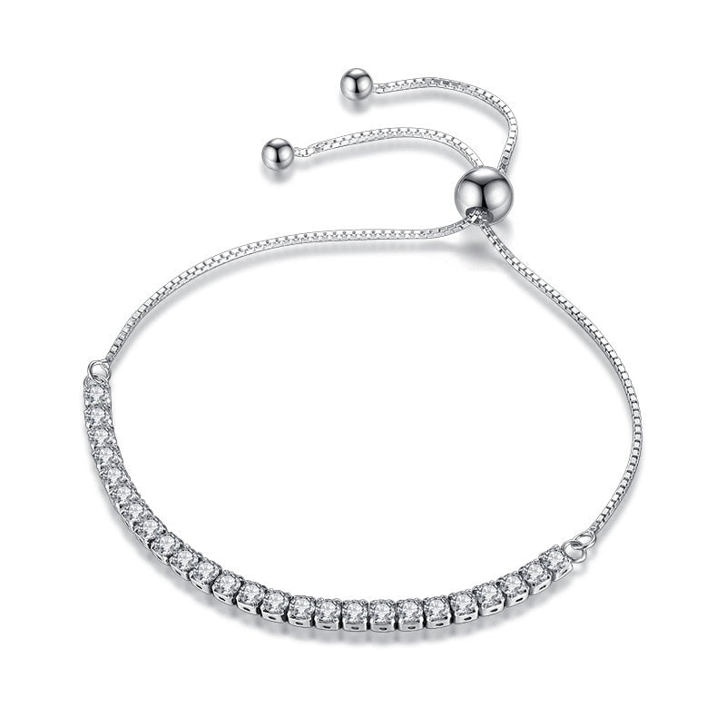 The Dazzling Elegance 925 Sterling Silver Sparkling Strand Link Tennis Bracelet