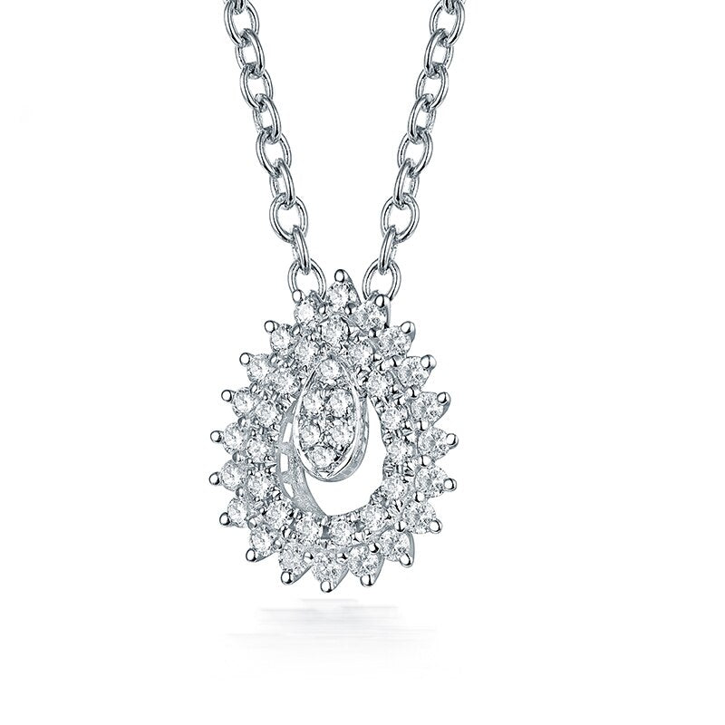 18K White Gold SI Diamond Pendant Necklace for Women