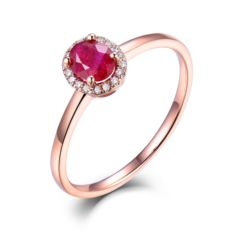 14K Yellow/Rose Gold Emerald Ruby Diamond Ring for her