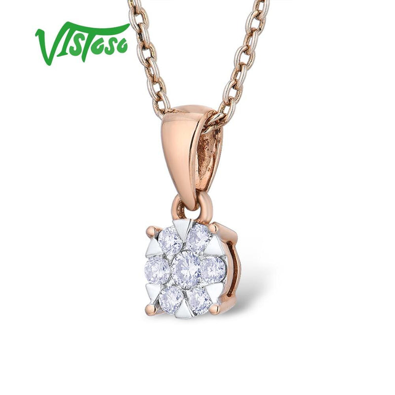 14K Rose Gold Diamond Pendant for Women