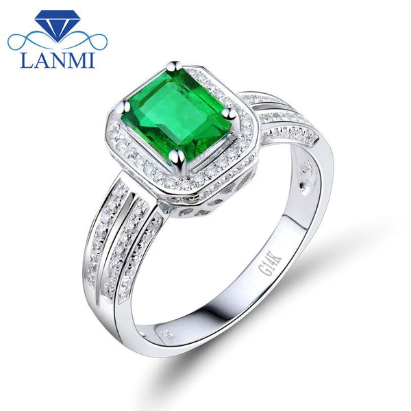 14K White Gold Emerald Cut Diamond Ring