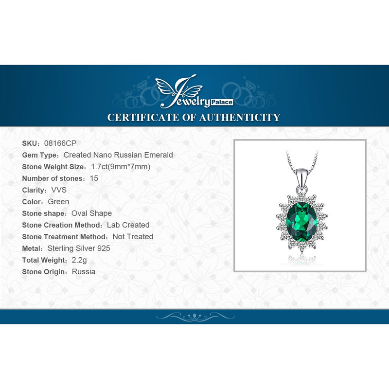 925 Sterling Silver Simulated Green Emerald Crown Pendant Necklace for Women