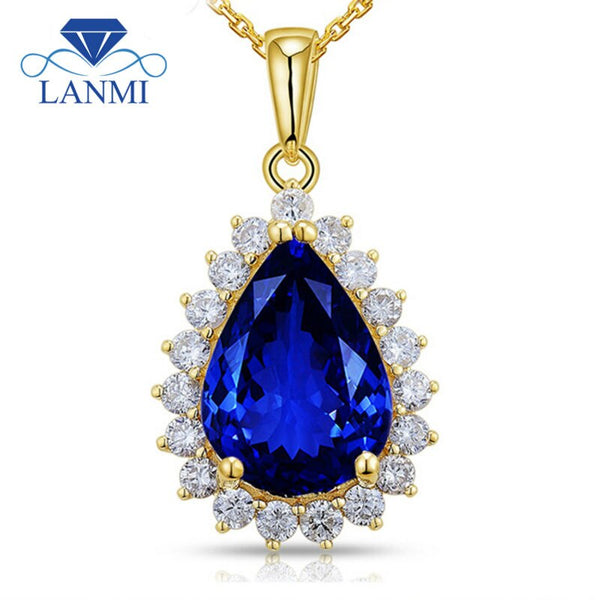 14K Yellow Gold Tanzanite Diamond Pendant