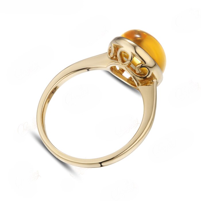 14K Yellow Gold Citrine Solitaire Ring