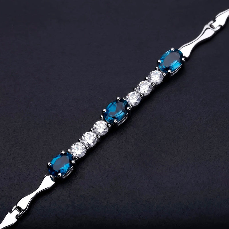 925 Sterling Silver London Blue Topaz Bracelet for Women