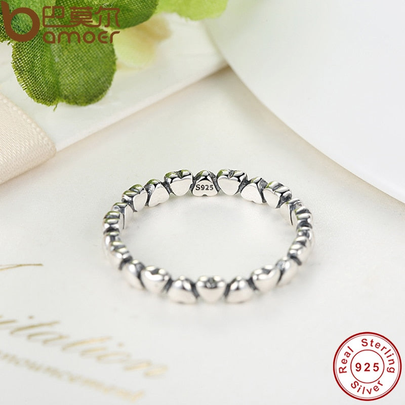 Bamoer Real 925 Sterling Silver Original Heart Finger Ring