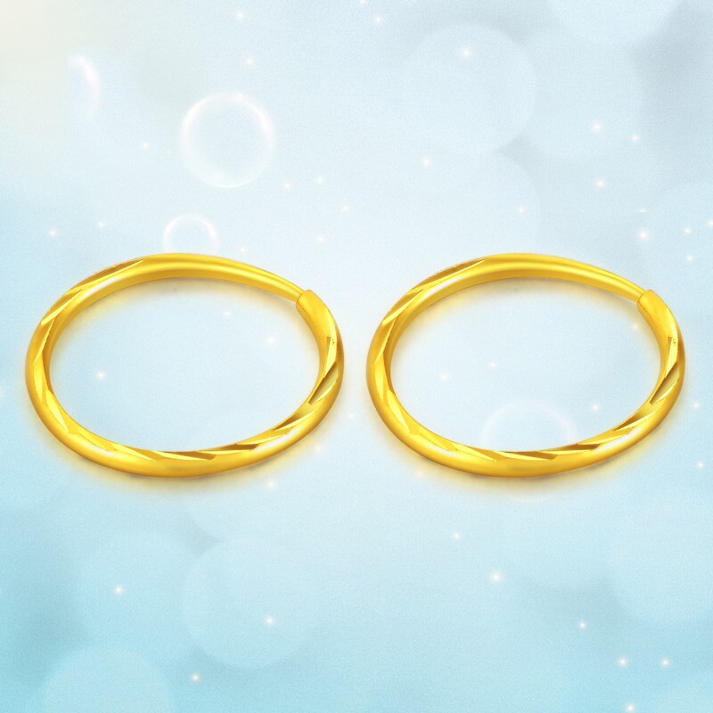 24K 999 Pure Gold Classic Round Hoop Earrings