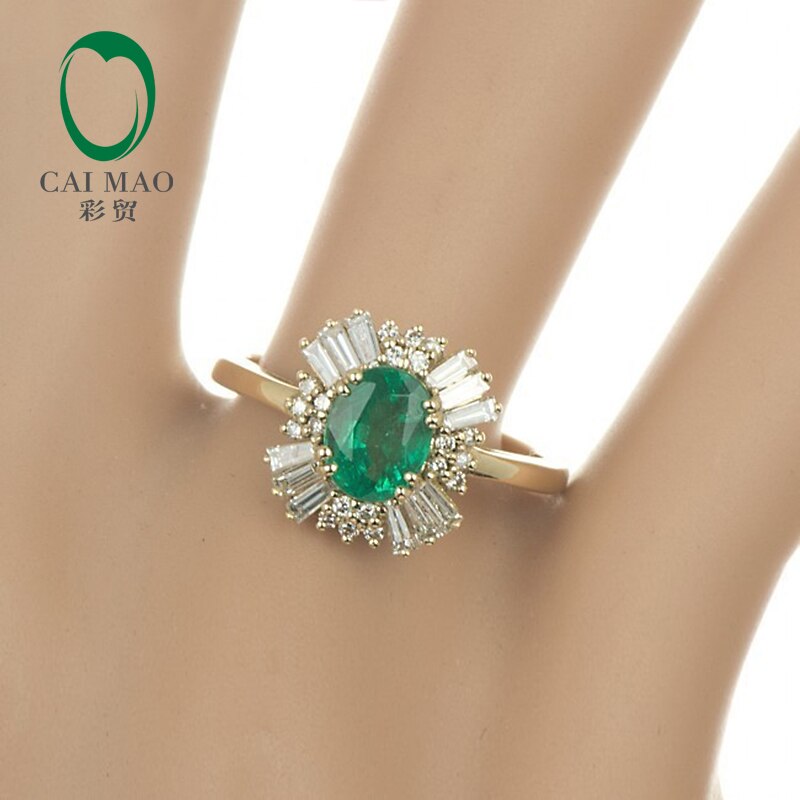 14kt Yellow Gold Emerald & Diamond Engagement Ring for Women