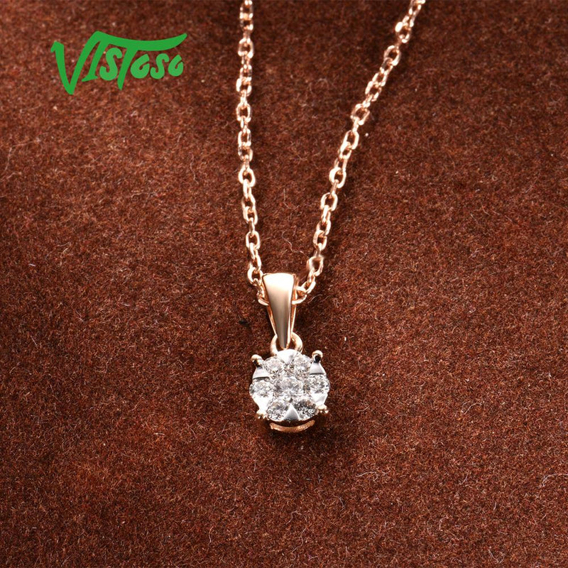 14K Rose Gold Diamond Pendant for Women