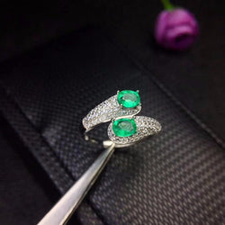 Sterling Silver Natural Emerald Ring 0.