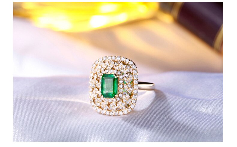 14K Gold Emerald and Diamond Ring for Her