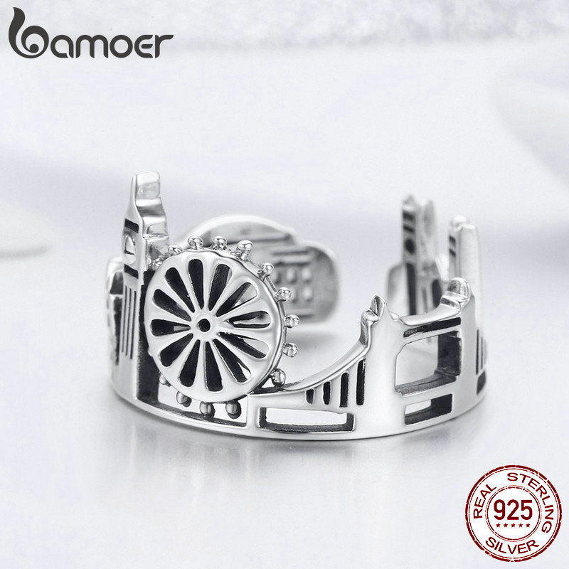 BAMOER High Quality 925 Sterling Silver London City Ring
