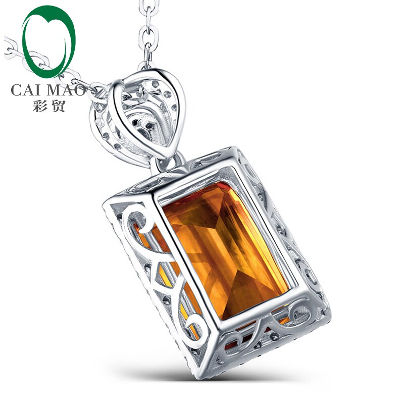 14kt White Gold Citrine and Diamond Pendant for Her