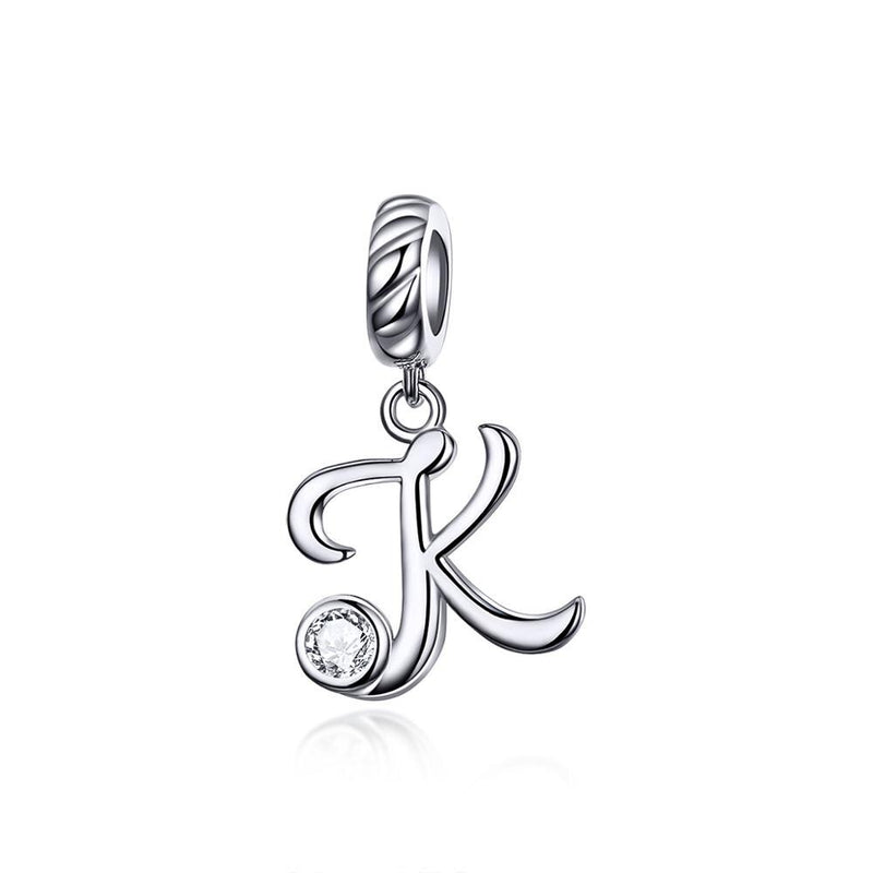WOSTU 925 Sterling Silver Alphabet Letters Charms Fit Original Charm Bracelet Necklace