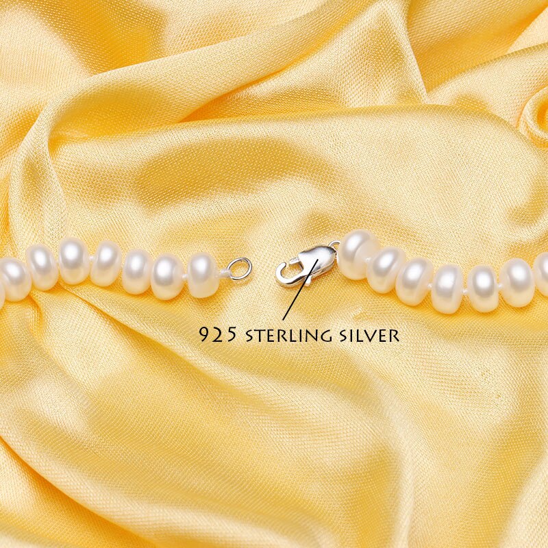 Sterling Silver 8-9mm Natural Pearl Necklace for Women