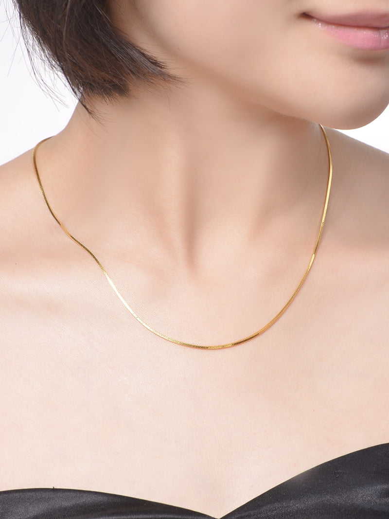 HMSS Pure 24K Au 999 Yellow Gold Fashion Snake Bone Chain Necklace
