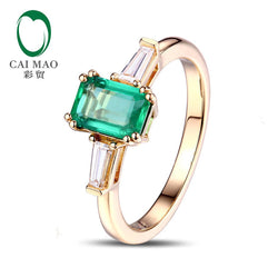 14k Gold Emerald Diamond Engagement Ring for Women