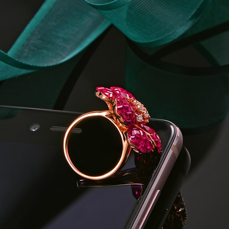 18kt Rose Gold Ring with 1.00ct Natural Ruby and 0.38ct Diamond.