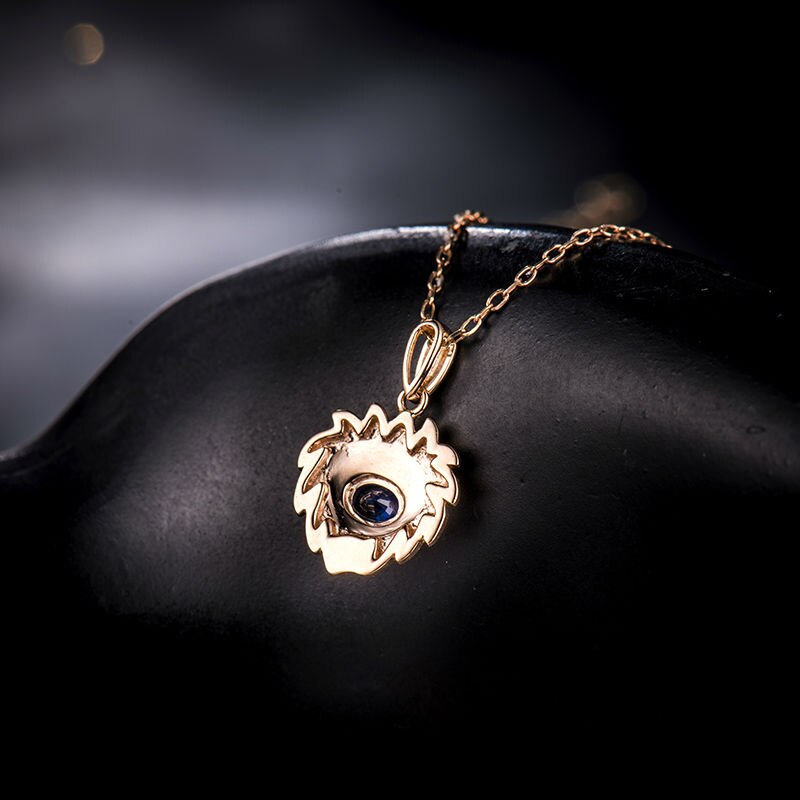 18K Rose Gold Diamond and Sapphire Pendant for Women