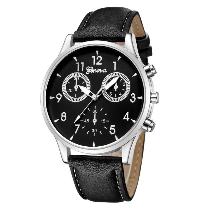 New Geneva fashion mens quartz business watch military leather waterproof watch high quality Relogio Masculino #F