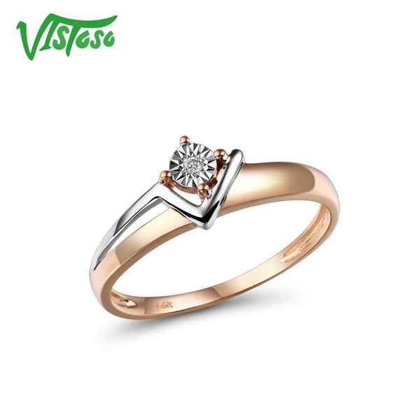 14K Two-Tone Gold Ring with Sparkling Diamonds for Women