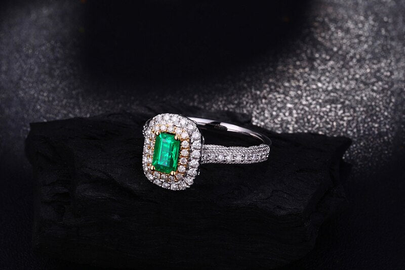 14kt Multi-Tone Gold 1.08ctw Emerald and Diamond Engagement Ring for Women