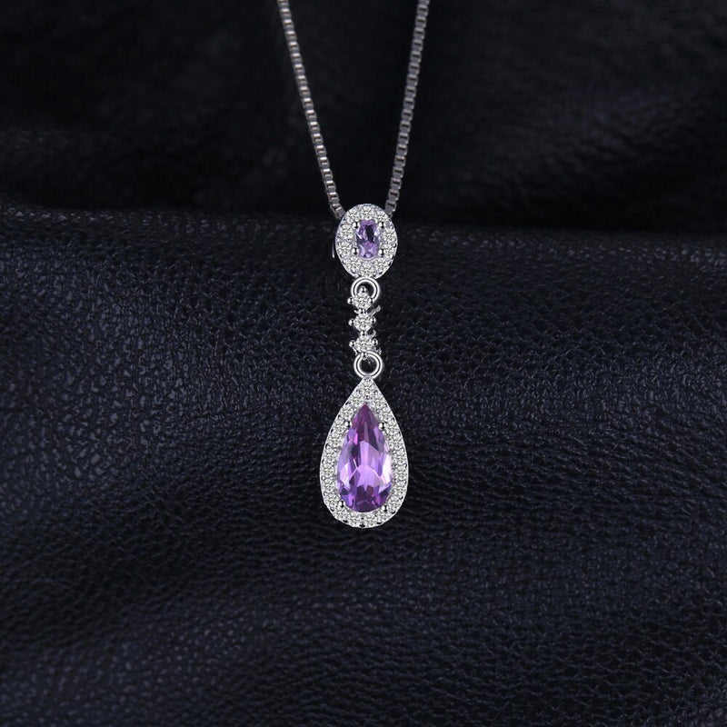 925 Sterling Silver Created Alexandrite Sapphire Drop Pendant for Woman