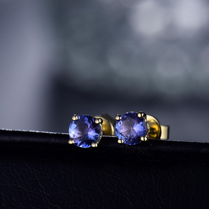 14Kt Yellow Gold Tanzanite Stud Earrings