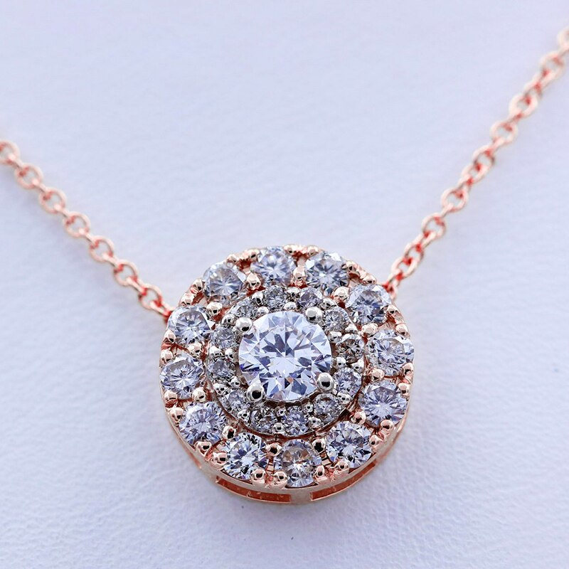 10K White & Yellow Gold Lab Grown Moissanite Diamond Pendant Necklace for Her