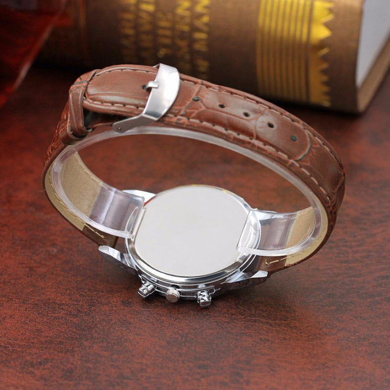 The Latest Mens Watches Fashion Sports Watch Mens Analog Movement Quartz Watch MODIYA Blue Glass Three-eye Gift Watch Clock#F