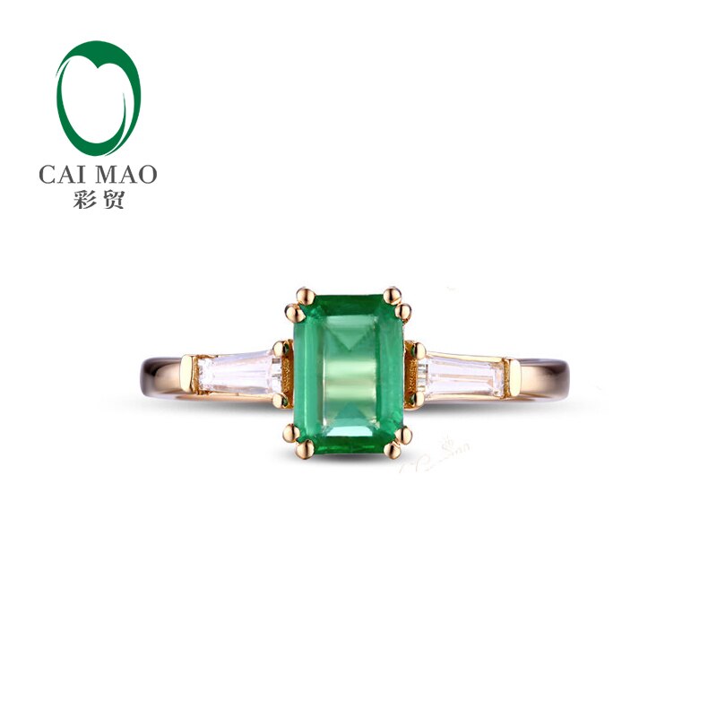 14k Gold Emerald Diamond Engagement Ring for Women