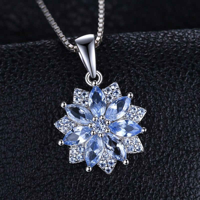 925 Sterling Silver Blue Spinel Pendant for Woman