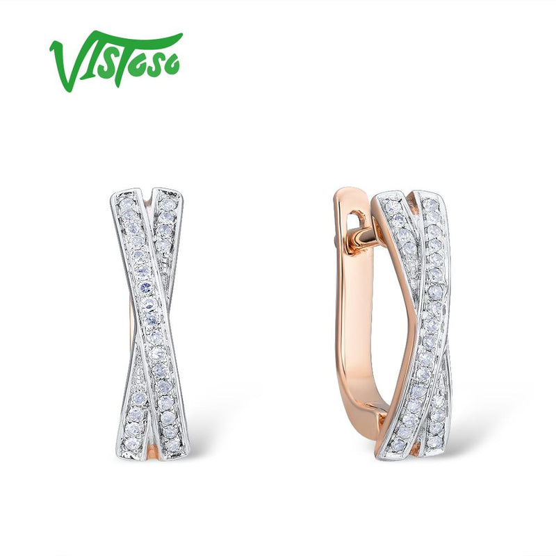 14K Rose Gold Sparkling Diamond Earrings for Women