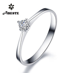 ANILLOS MUJER 18K White/Yellow/Rose Gold AU750 0.1 CT Solitiare Round Real Diamond Ring