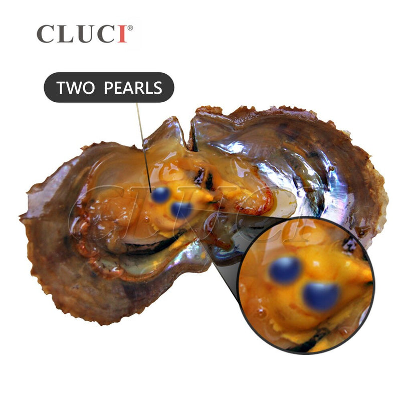 CLUCI 10pcs 6-7mm Blue Royal Akoya Twins Pearls Oyster