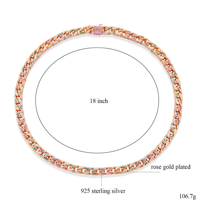 VANAXIN 925 Sterling Silver Luxury Rose Gold Color Cubic Zirconia Necklace &Bracelet Jewelry Set