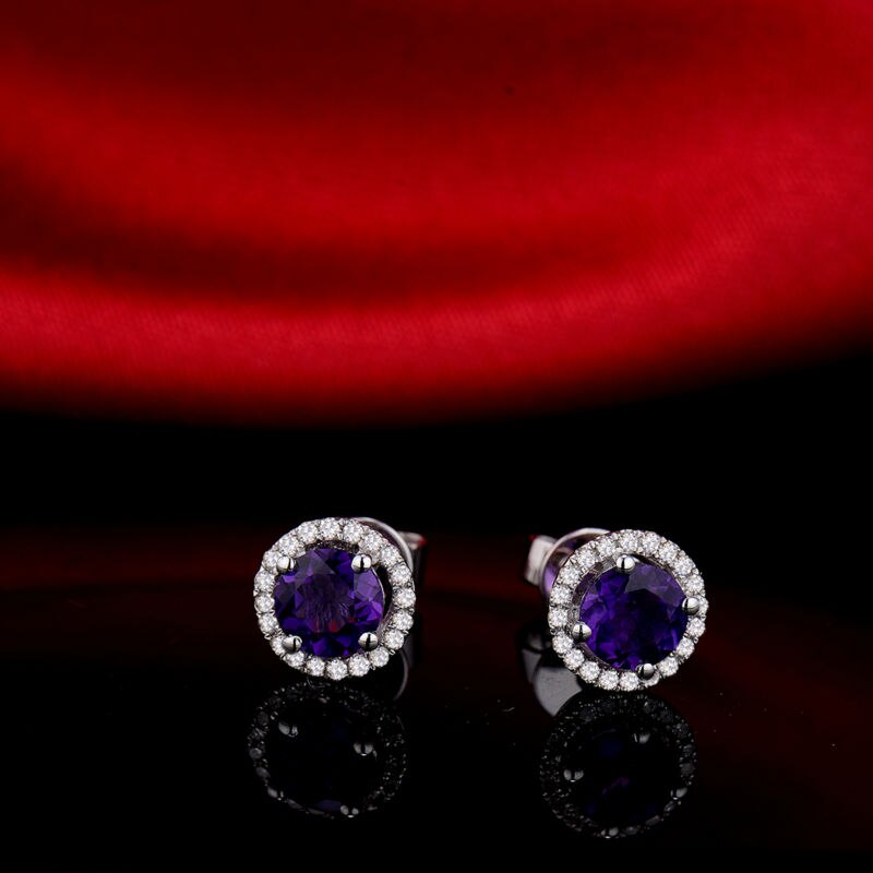 14kt White Gold Purple Amethyst Earrings.