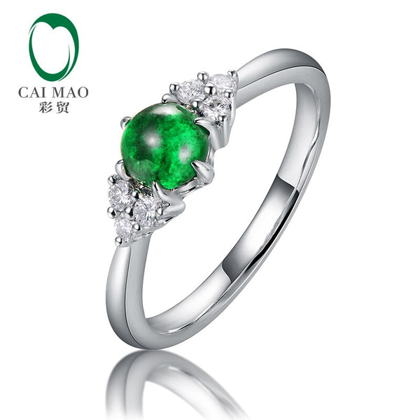 14k Gold 0.53ct Emerald Full Cut Diamond Engagement Ring for Women