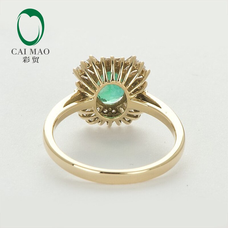 14kt Yellow Gold Emerald & Diamond Engagement Ring for Women