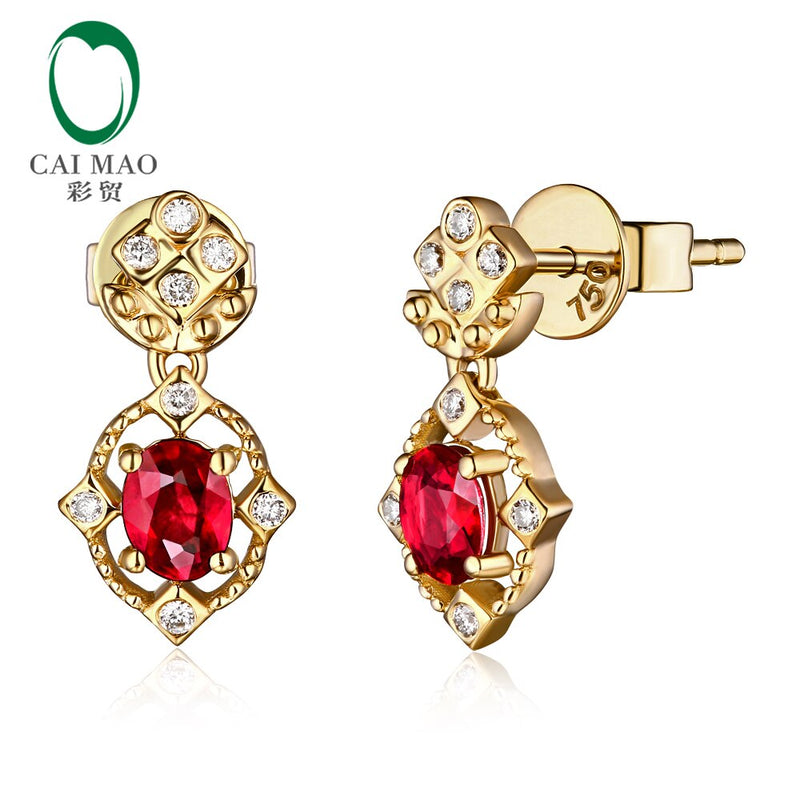 14kt Gold Ruby & Diamond Drop Earrings for Her