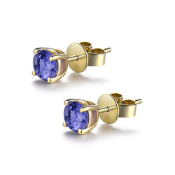 14Kt Yellow Gold Tanzanite Stud Earrings