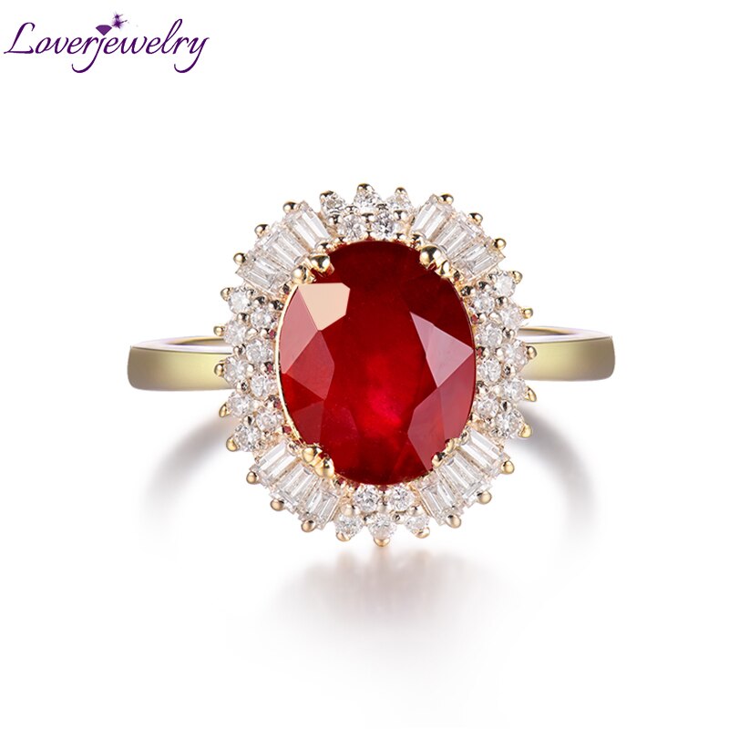 14K Yellow Gold 3.83ct Ruby Diamond Ring for Her