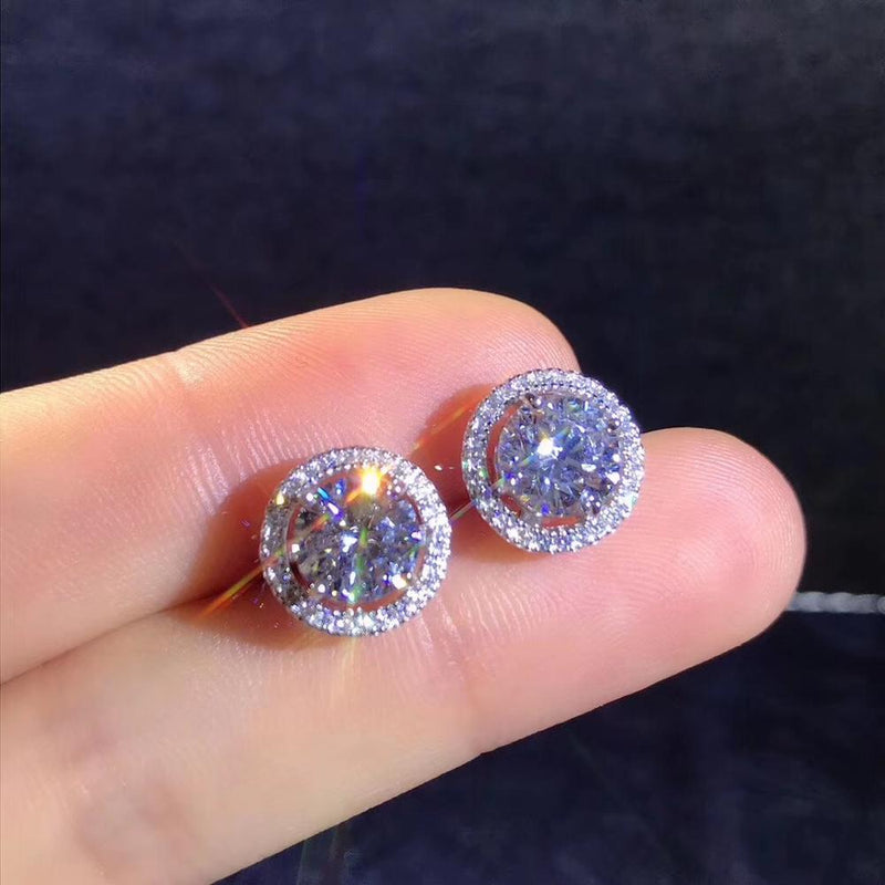 1.00ct round cut Moissanite 925 sterling Silver Earrings