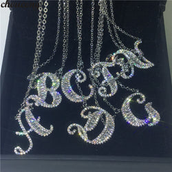 choucong Handmade 26 Alphabet Zircon Letters Pendant Necklace 925 Sterling Silver
