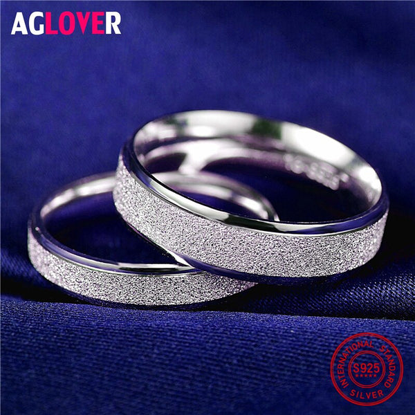 Fashion 925 Sterling Silver Classic Couple Matte Ring