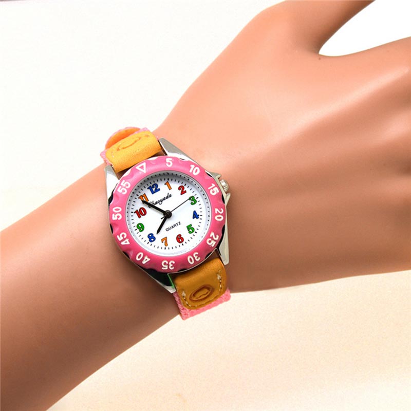 Cute Quartz Sports Casual Colorful Fabric Strap Children Wristwatches
