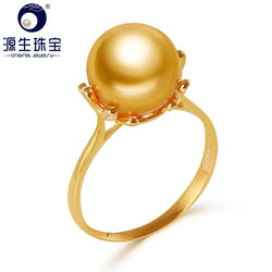 YS 925 Sterling Silver 10-11mm Natural Gold South Sea Cultured Pearl Ring